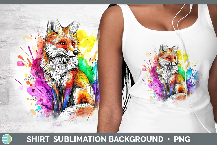 Watercolor Fox Shirt Sublimation Sublimation Background Desi
