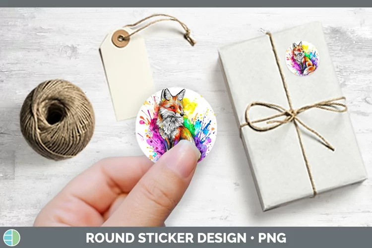 Watercolor Fox Stickers | Round Labels Designs