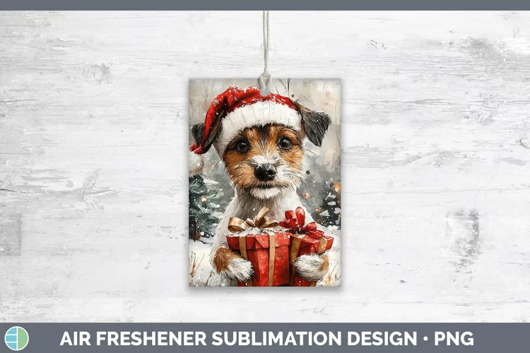 Watercolor Fox Terrier Dog Air Freshener Sublimation Car Fre