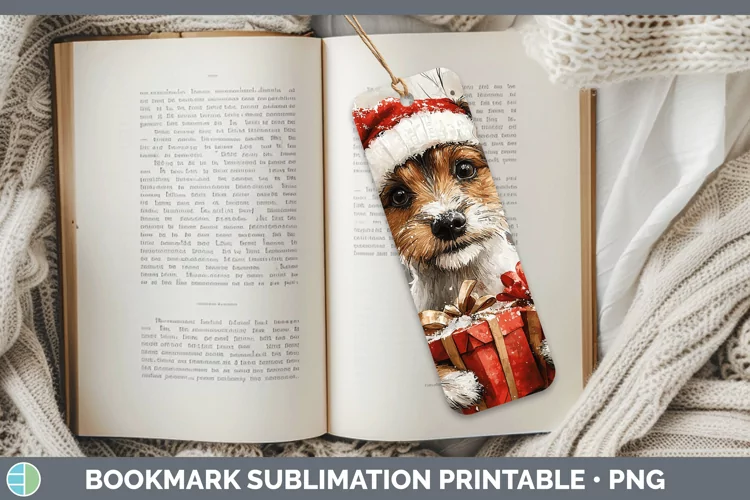 Watercolor Fox Terrier Dog Bookmark Sublimation Printable De