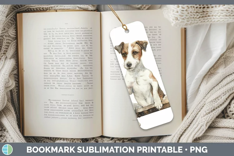 Watercolor Fox Terrier Dog Bookmark Sublimation Printable De