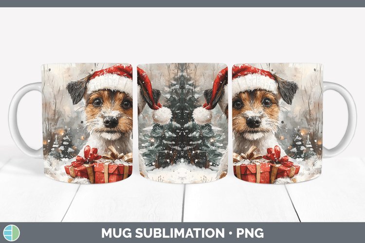 Watercolor Fox Terrier Dog Mug Wrap Sublimation Coffee Cup D