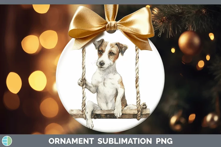 Watercolor Fox Terrier Dog Ornament Sublimation Bauble Desig