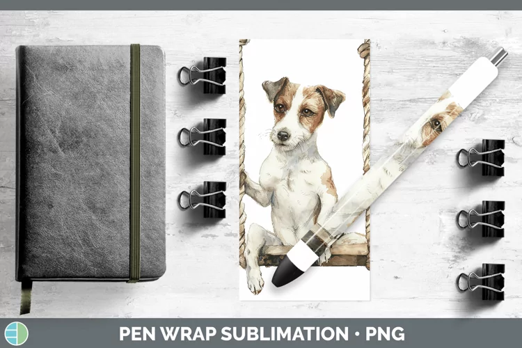 Watercolor Fox Terrier Dog Pen Wrap Sublimation Epoxy Pen De