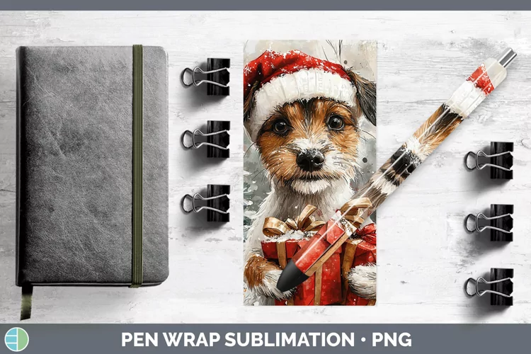 Watercolor Fox Terrier Dog Pen Wrap Sublimation Pen Designs
