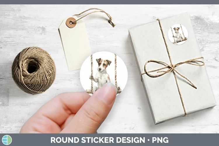 Watercolor Fox Terrier Dog Stickers | Round Labels Designs