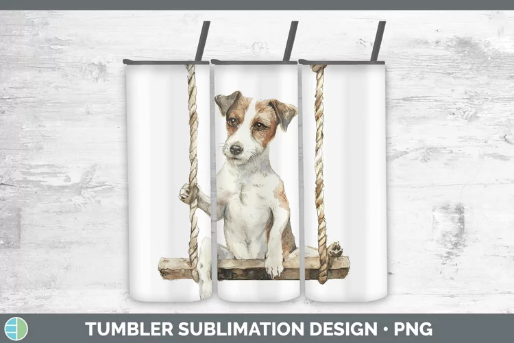 Watercolor Fox Terrier Dog Tumbler Sublimation 20 oz Skinny