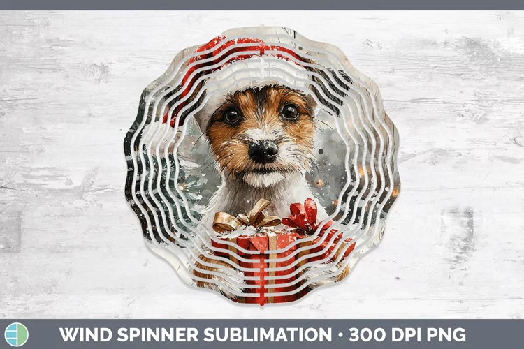 Watercolor Fox Terrier Dog Wind Spinner Sublimation Spinner
