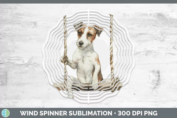 Watercolor Fox Terrier Dog Wind Spinner Sublimation Spinner