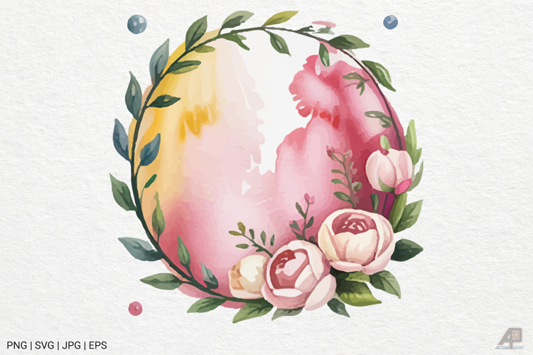 Watercolor Floral Frame Clipart SVG PNG