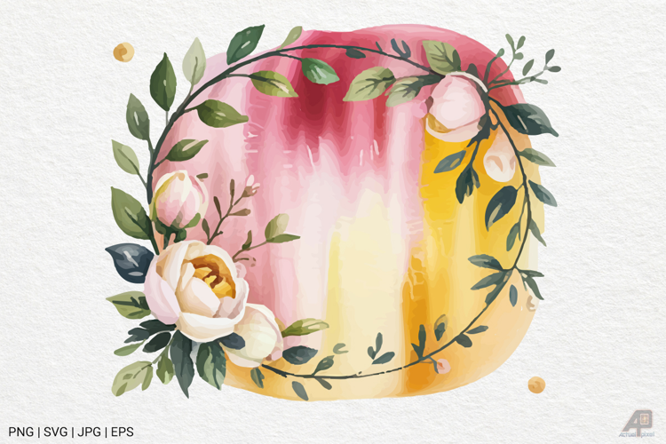 Watercolor Floral Frame Clipart SVG PNG
