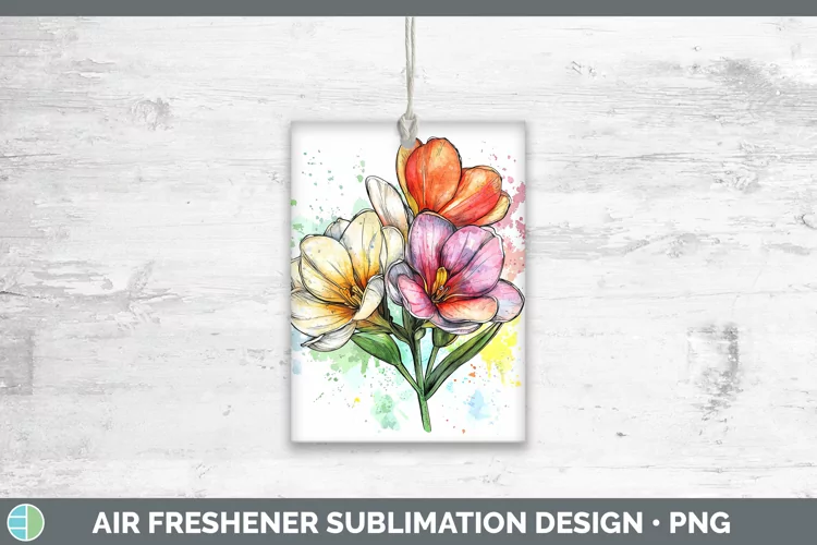 Watercolor Freesia Air Freshener Sublimation Car Freshener D