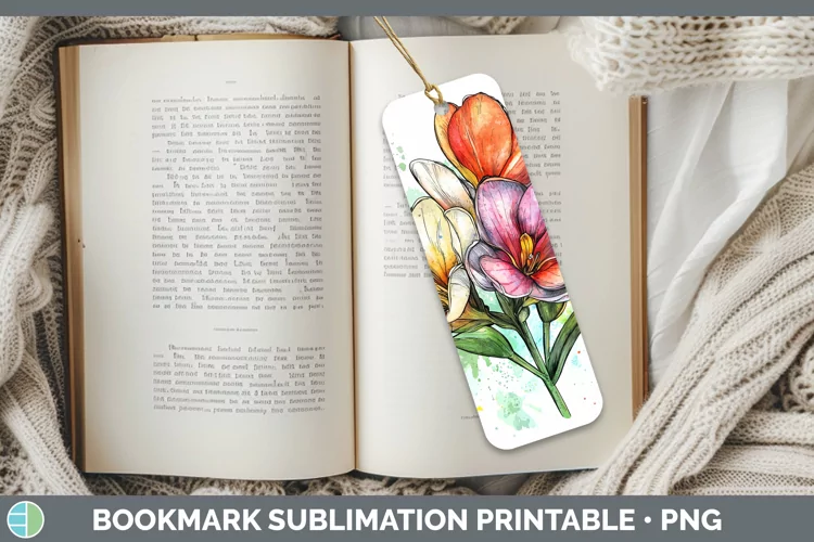 Watercolor Freesia Bookmark Sublimation Printable Designs
