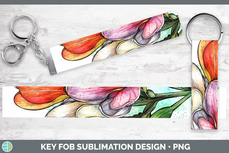 Watercolor Freesia Key Fob Sublimation Wristlet Designs