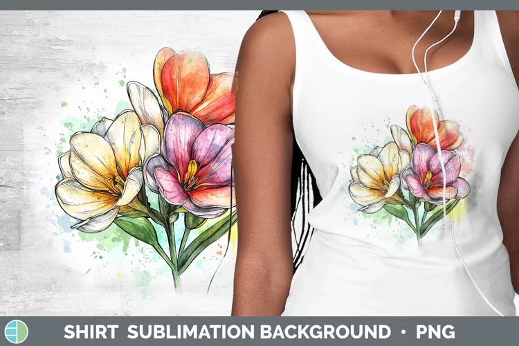 Watercolor Freesia Shirt Sublimation Sublimation Background