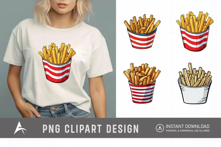 Watercolor French Fries Clipart , Fast Food Clipart