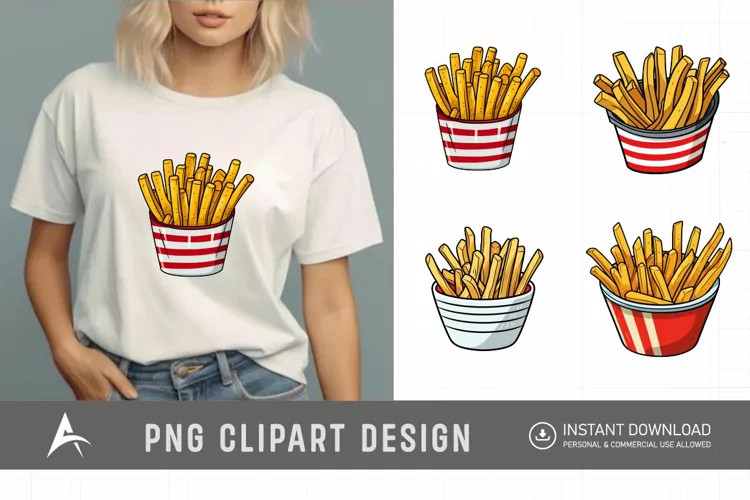 Watercolor French Fries Clipart , Fast Food Clipart