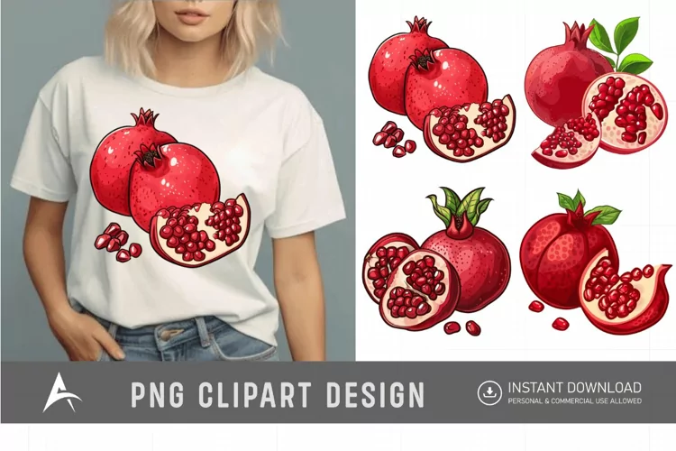 Watercolor Fresh pomegranate fruits Clipart