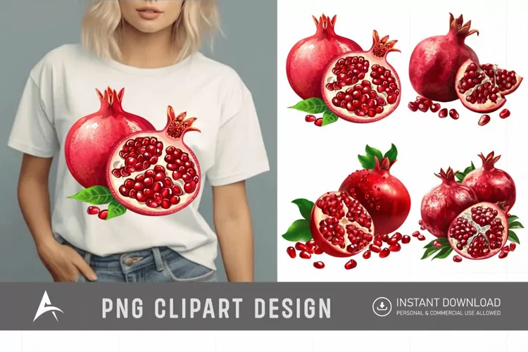 Watercolor Fresh pomegranate fruits Clipart