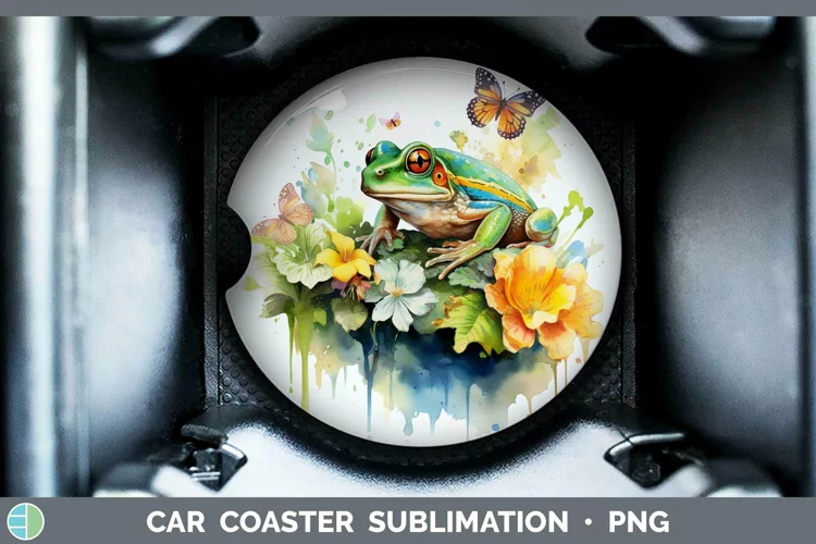 Watercolor Frog Car Coaster Sublimation Coaster Designs