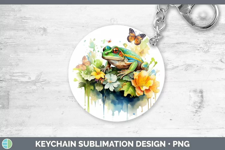Watercolor Frog Keychain Sublimation Keyring Designs