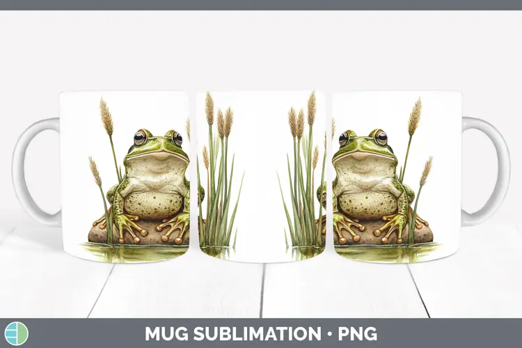 Watercolor Frog Mug Wrap Sublimation Coffee Cup Designs