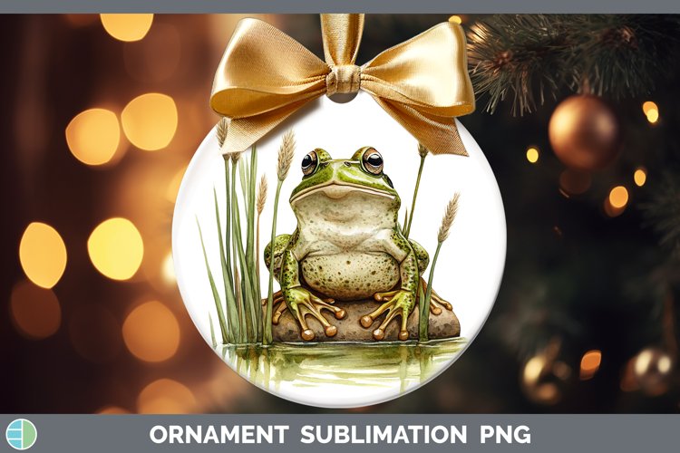 Watercolor Frog Ornament Sublimation Bauble Designs