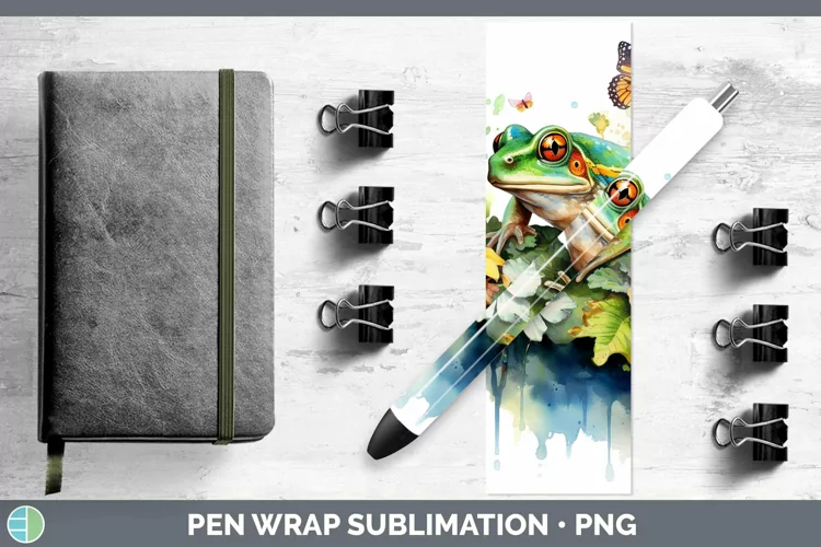 Watercolor Frog Pen Wrap Sublimation Epoxy Pen Designs