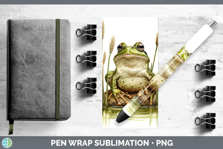 Watercolor Frog Pen Wrap Sublimation Pen Designs