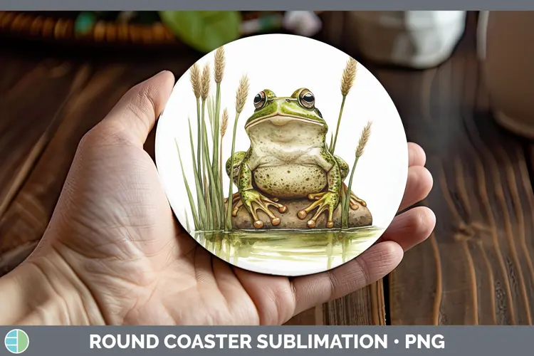 Watercolor Frog Round Coaster Sublimation Coaster Designs