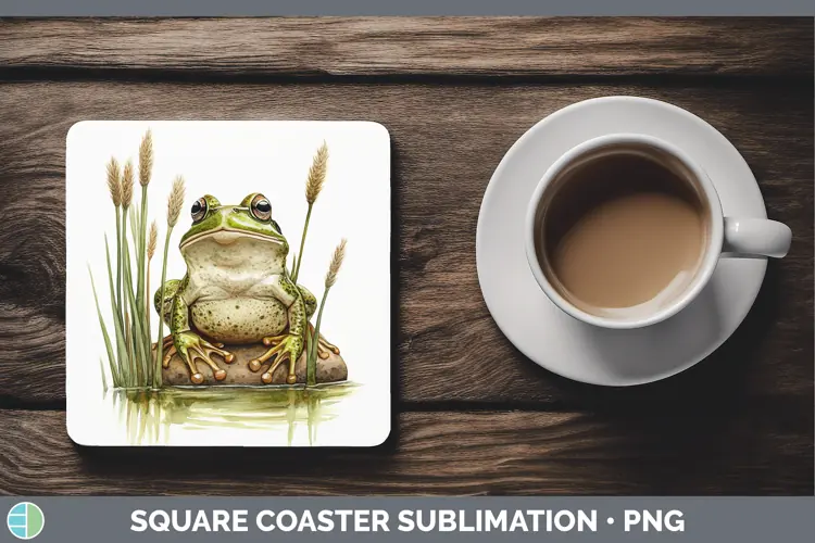 Watercolor Frog Square Coaster Sublimation Coaster Designs