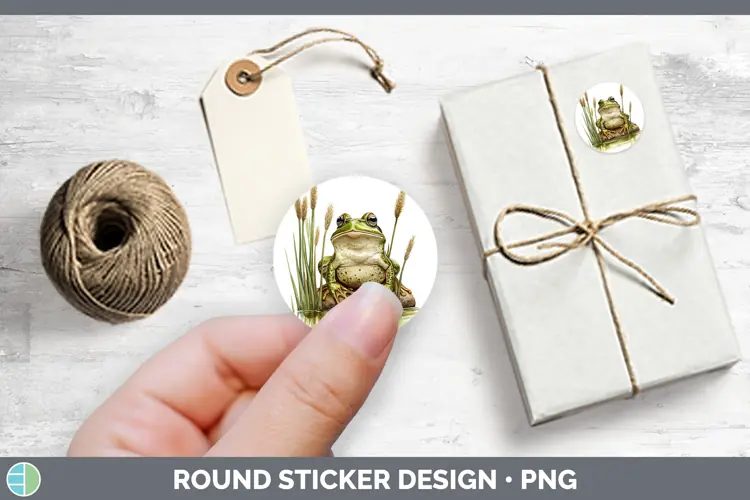 Watercolor Frog Stickers | Round Labels Designs