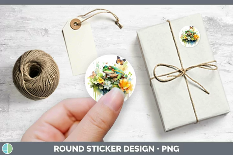 Watercolor Frog Stickers | Round Labels Designs