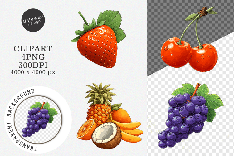 Watercolor Fruit Clipart, Watercolor Fruit PNG