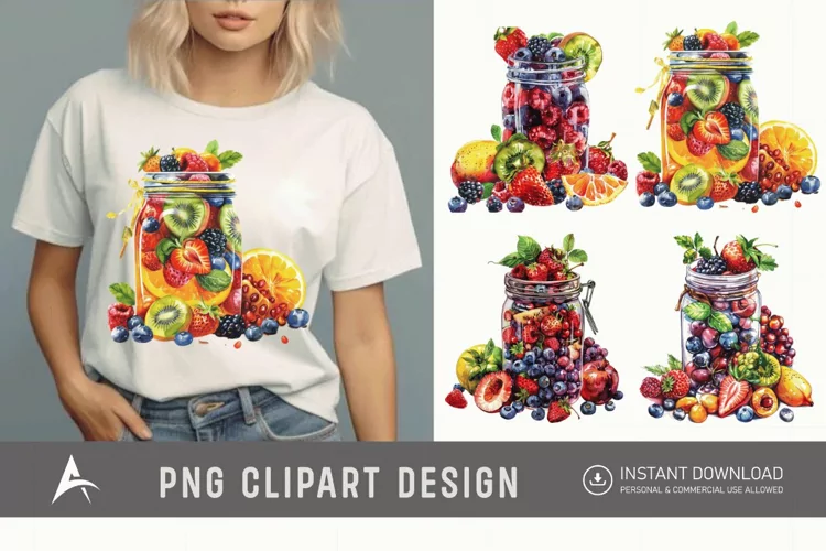 Watercolor Fruits Jarful Joy Clipart