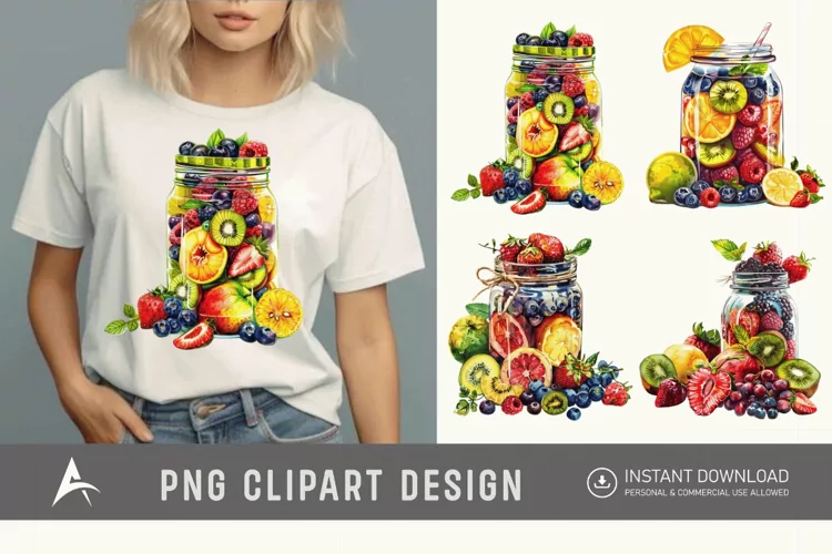 Watercolor Fruits Jarful Joy Clipart