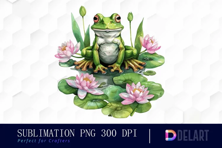 Funny and Cute Frog Sublimation PNG Clipart