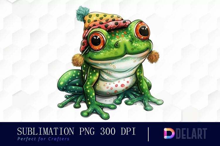 Funny and Cute Frog Watercolor Clipart