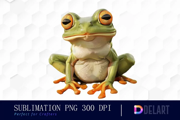 Funny and Cute Frog Watercolor Clipart