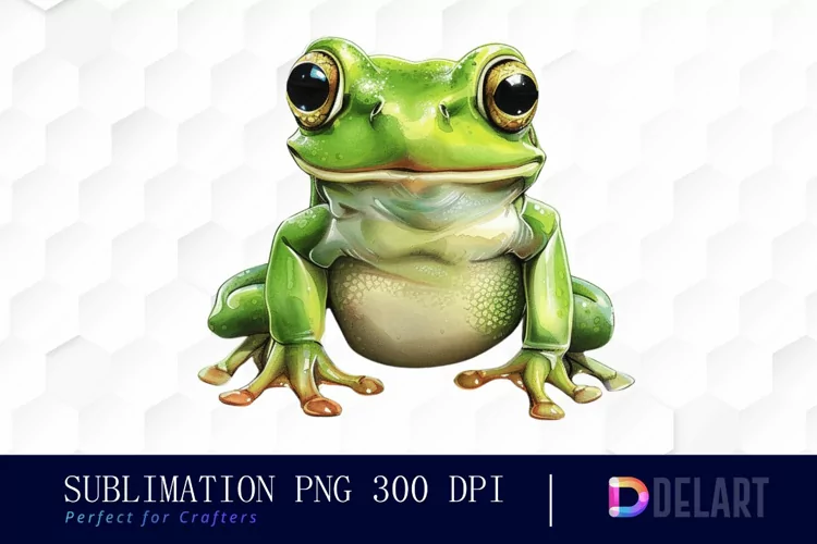 Funny and Cute Frog Watercolor Clipart