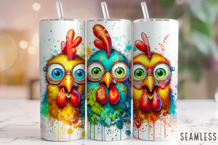 Funny Chickens Tumbler Wrap, Rooster Tumbler, Sarcastic PNG