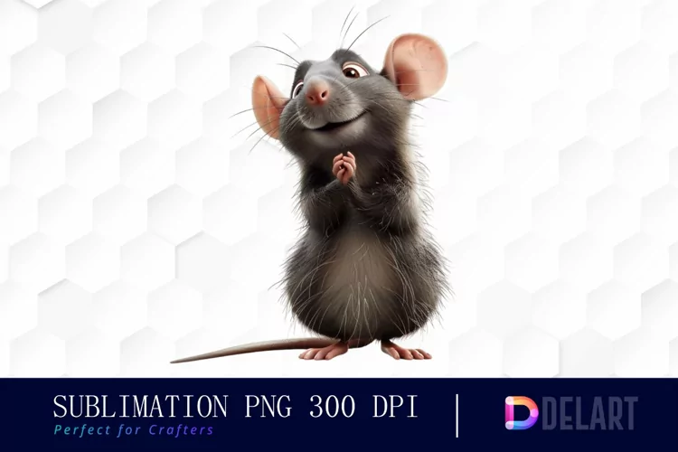 Funny Cute Rat Watercolor Clipart