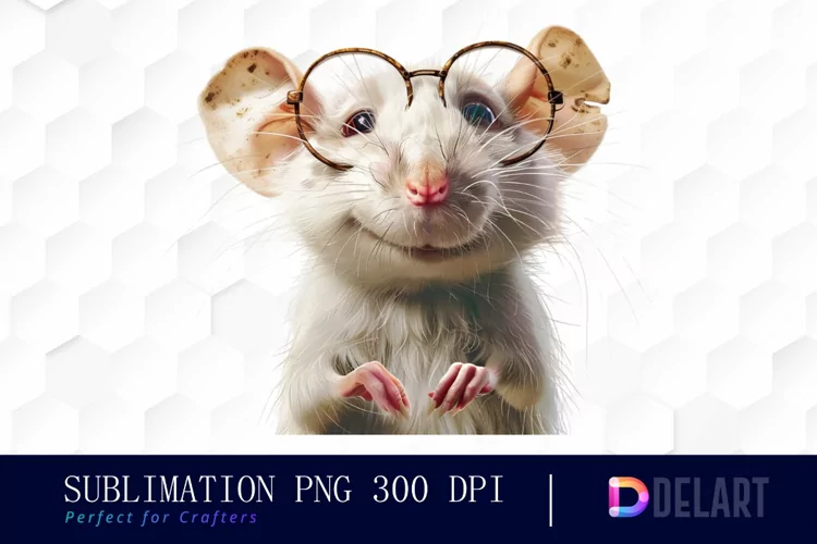 Funny Cute Rat Watercolor Clipart
