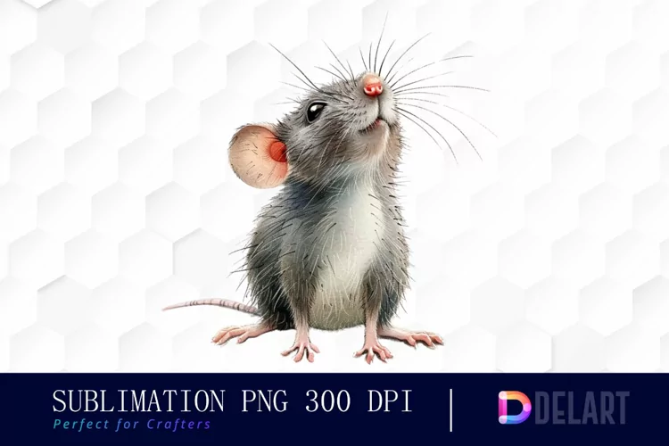 Funny Cute Rat Watercolor Clipart