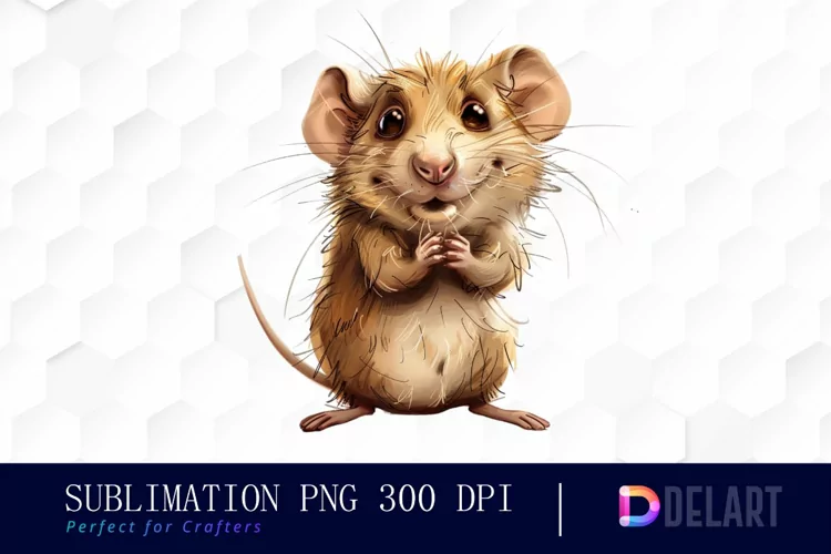 Funny Cute Rat Illustration Clipart