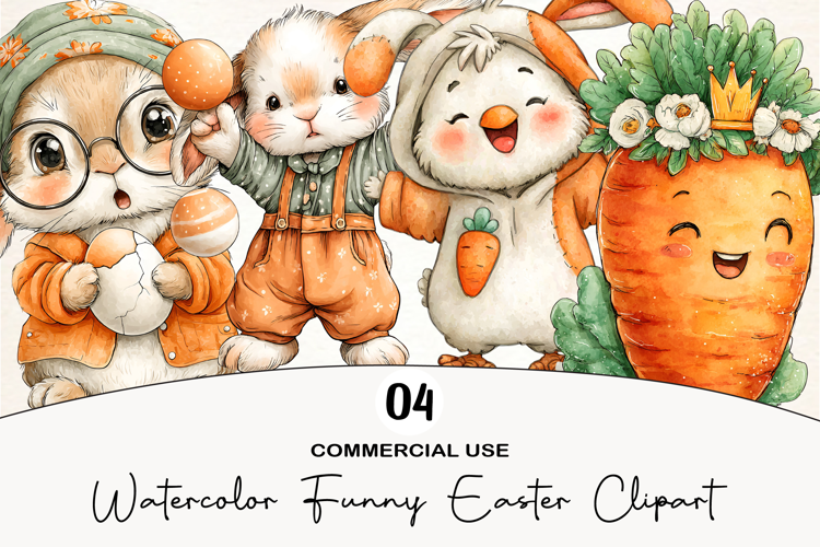 Watercolor Funny Easter Clipart
