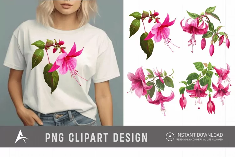 Watercolor Fuchsia Clipart