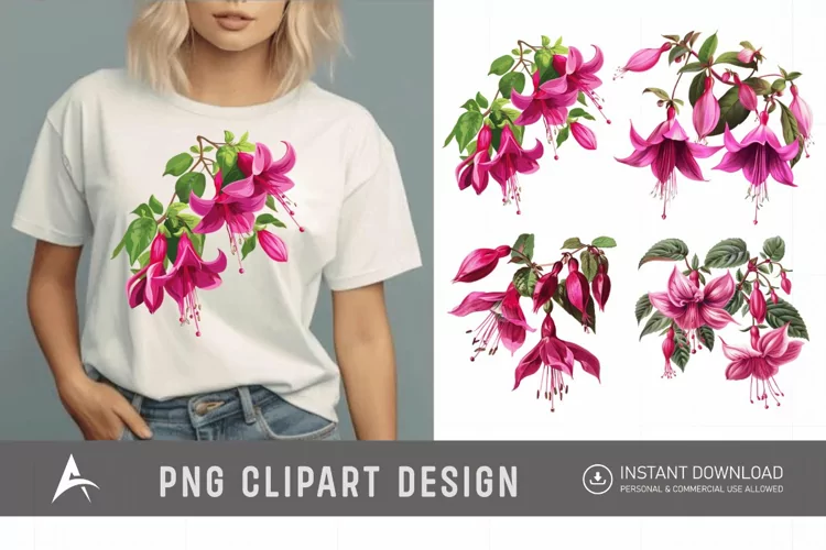 Watercolor Fuchsia Clipart