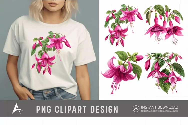 Watercolor Fuchsia Clipart