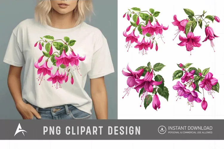 Watercolor Fuchsia Clipart